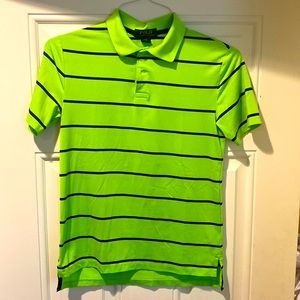 Ralph Lauren Polo Lime green polo with navy stripe size Medium (10-12)